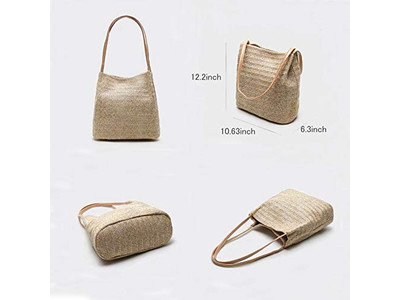 नेचुरल स्ट्रॉ बैग प्लास्टिक पंपकिन रेनबो राउंड पर्स सीवीड स्मॉल 1 पीस