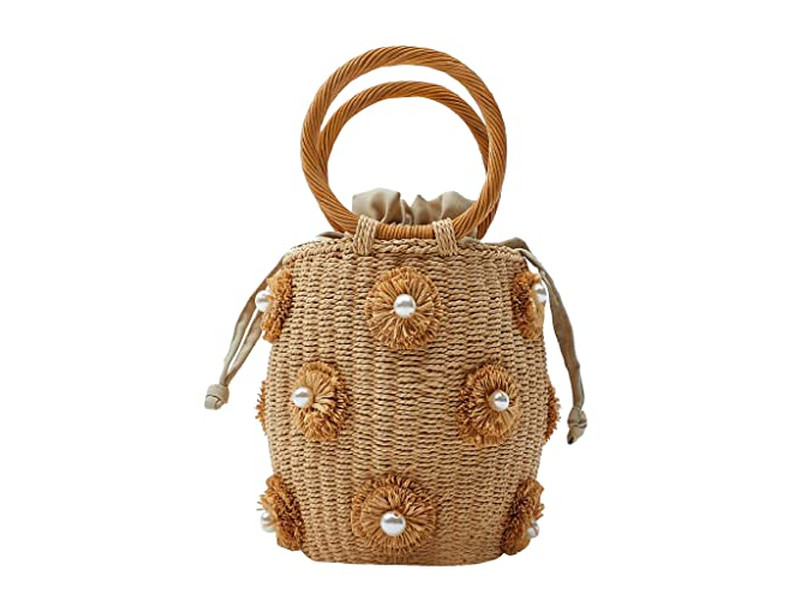 प्रिंटेड स्ट्रॉ बैग्स रिसाइकिल्ड बैग सीग्रास शॉपिंग कंबोडिया हैट्स सेट मटेरियल