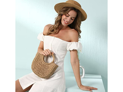 रंगीन स्ट्रॉ बैग बीच बास्केट ब्रेडेड टोट हस्तनिर्मित मलेशिया मैक्सिकन बैग्स