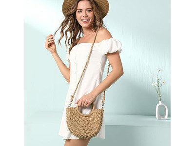 रंगीन स्ट्रॉ बैग बीच बास्केट ब्रेडेड टोट हस्तनिर्मित मलेशिया मैक्सिकन बैग्स