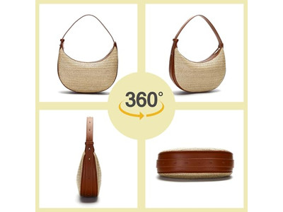 फोल्डेबल स्ट्रॉ बैग कॉस्मेटिक बिग साइज़ सिलेंडर एम्बॉस्ड सर्कुलर क्रोशे बैग्स