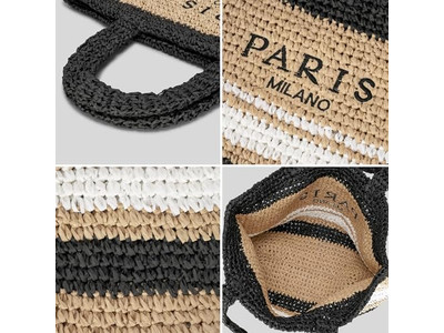 हाफ सर्कल स्ट्रॉ बैग कस्टम मेड एम्ब्रॉइडरी बैग्स फ्रेंच बोहो किड्स स्ट्राइप