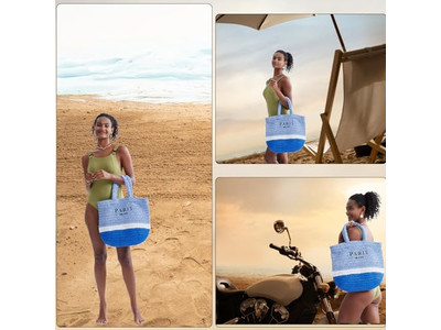 हाफ सर्कल स्ट्रॉ बैग कस्टम मेड एम्ब्रॉइडरी बैग्स फ्रेंच बोहो किड्स स्ट्राइप