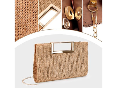 पेपर स्ट्रॉ पाउच बैग फिलीपीन बैग्स पिंक बास्केट प्लेन बीच रेक्टेंगुलर