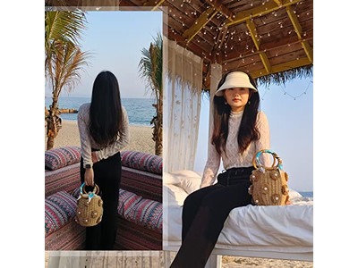 प्रिंटेड स्ट्रॉ बैग्स रिसाइकिल्ड बैग सीग्रास शॉपिंग कंबोडिया हैट्स सेट मटेरियल